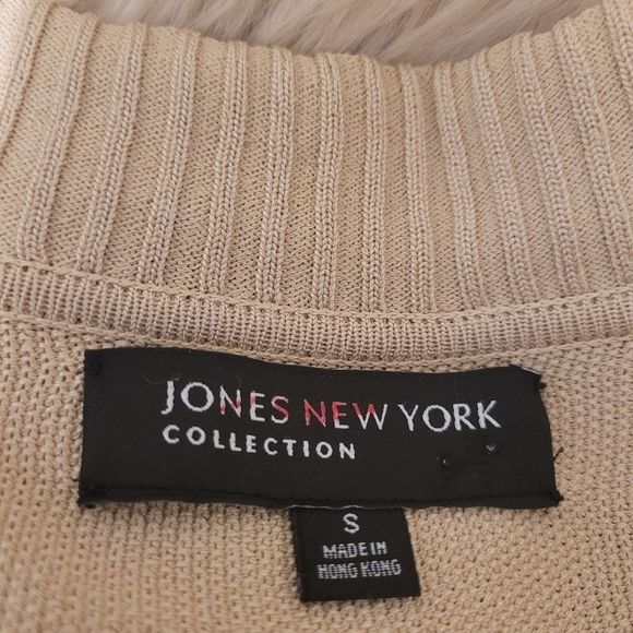 Jones New York Collection Women Size S Sweaters Cardigans Tan Beaded Trim. - Picture 7 of 7